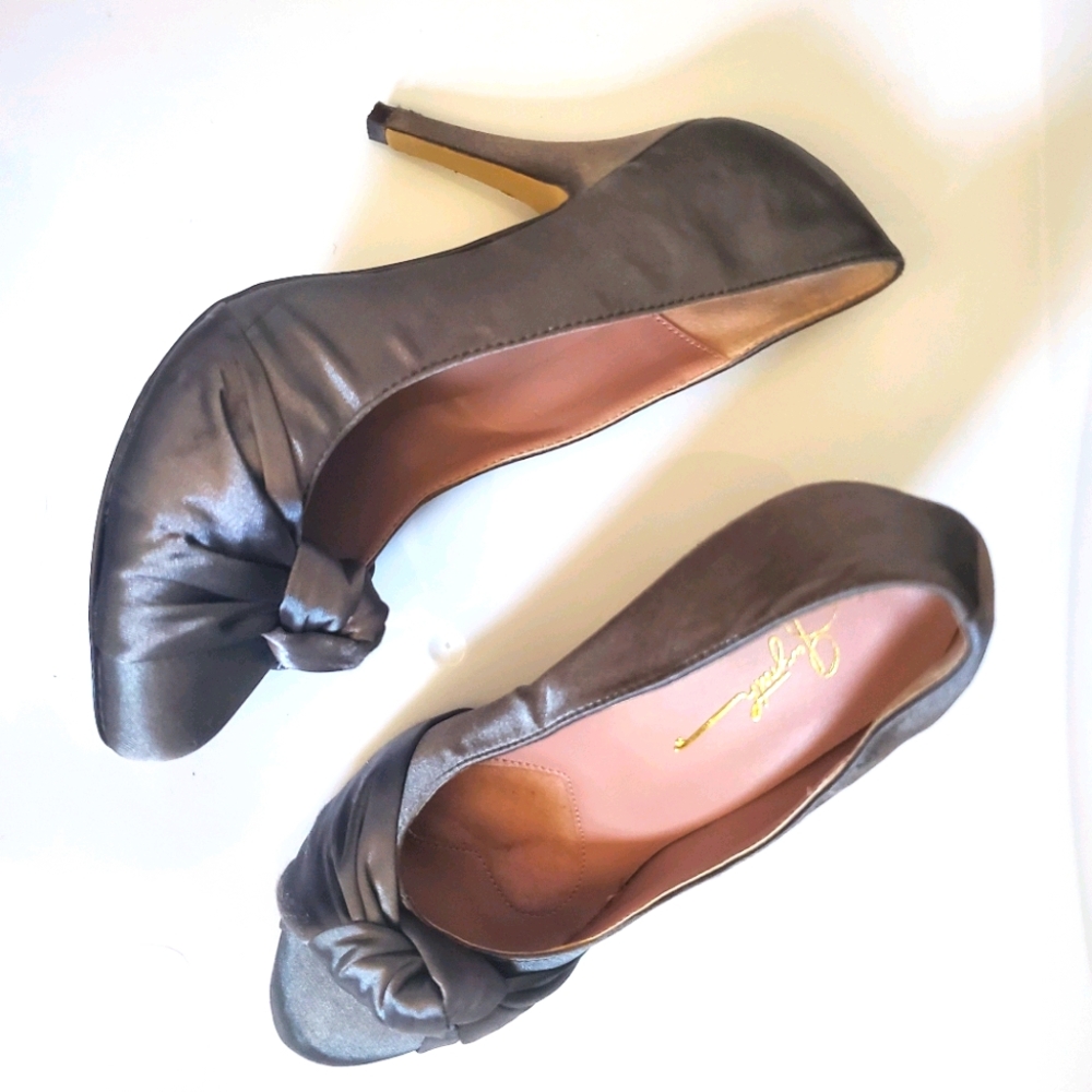 Satin Grey Heels